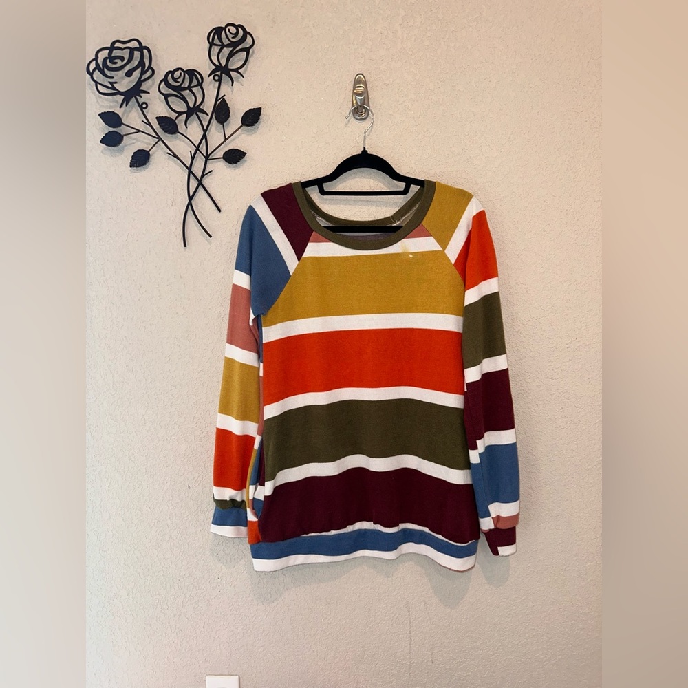 Two Twenty Five Multicolored Striped Sweater Women's Size Small